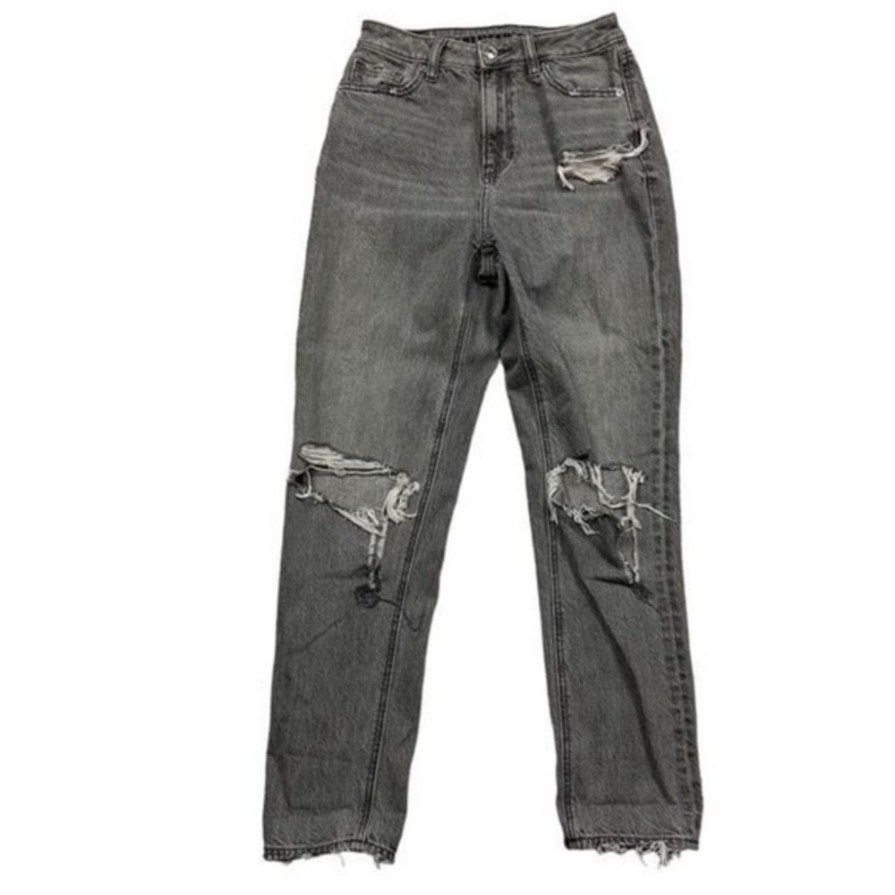 American Eagle Women's Distressed‎ Mom Jeans Smoked Gray Size 0 High-Rise
